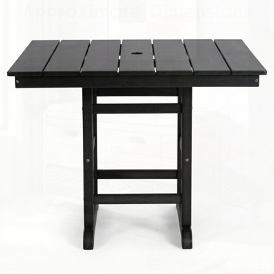 Durable 1-Piece Black HDPE Folding Square Patio Dining Table, All-Weather and Space-Saving Design for Outdoor Use