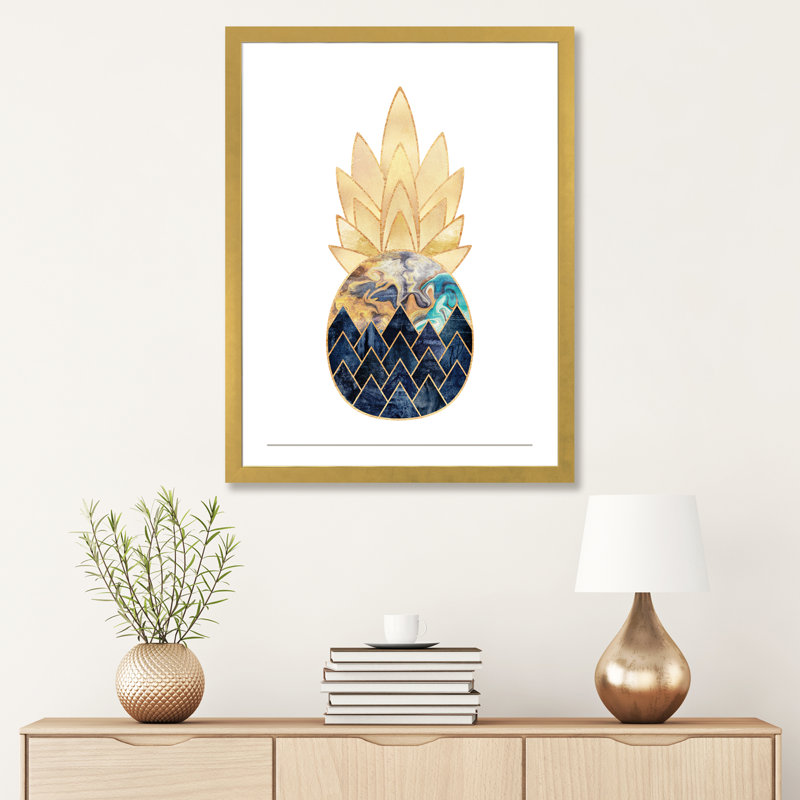 « précieux ananas i » par elisabeth fredriksson-print, H 24 po x l 16 po x P 1 po, Papier encadré doré