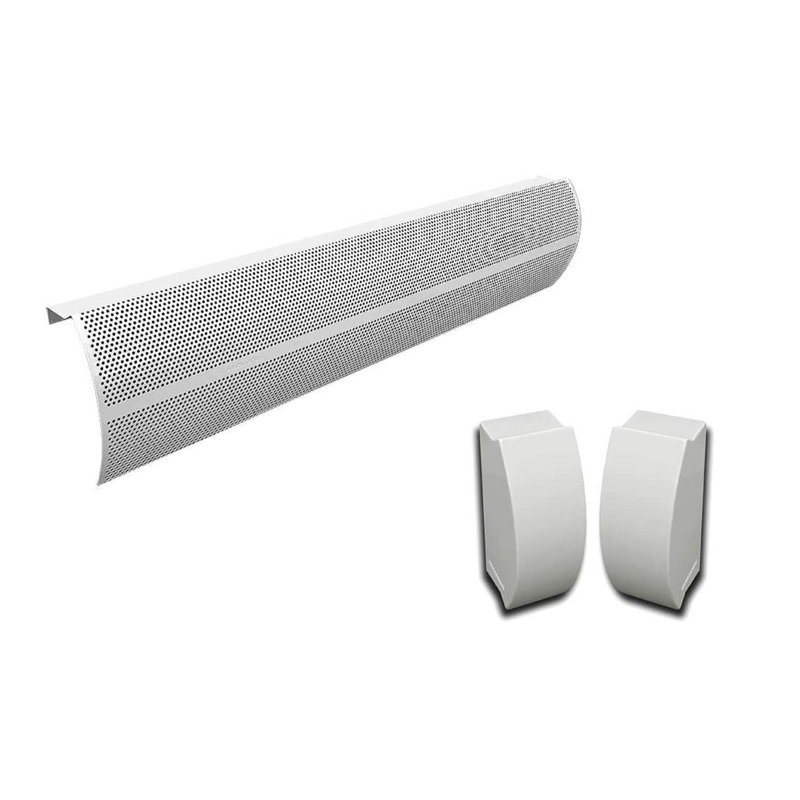 Baseboarders Elliptus Galvanized Steel Easy Slip-on Baseboard Heater Cover Set - White | Heater Cover and Endcaps Included