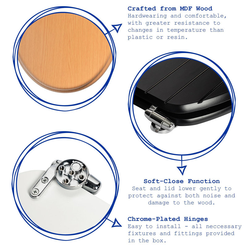 Harbour Housewares - Soft Close Wooden Toilet Seats, Dark Oak