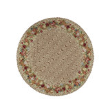 Hand-Knotted High-Quality Beige, Red, and Green Round Area Rug