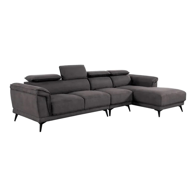99" W Contemporary Sectional, Dark Gray, Gray