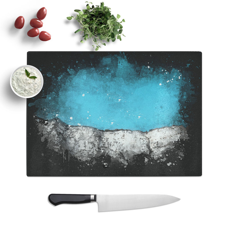 Tempered Glass Looking Up at the White Cliffs of Dover Chopping Board, 20 cm x 28.5 cm