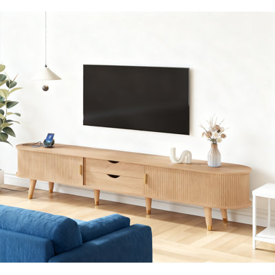 Meuble télé ovale en bois avec station de charge