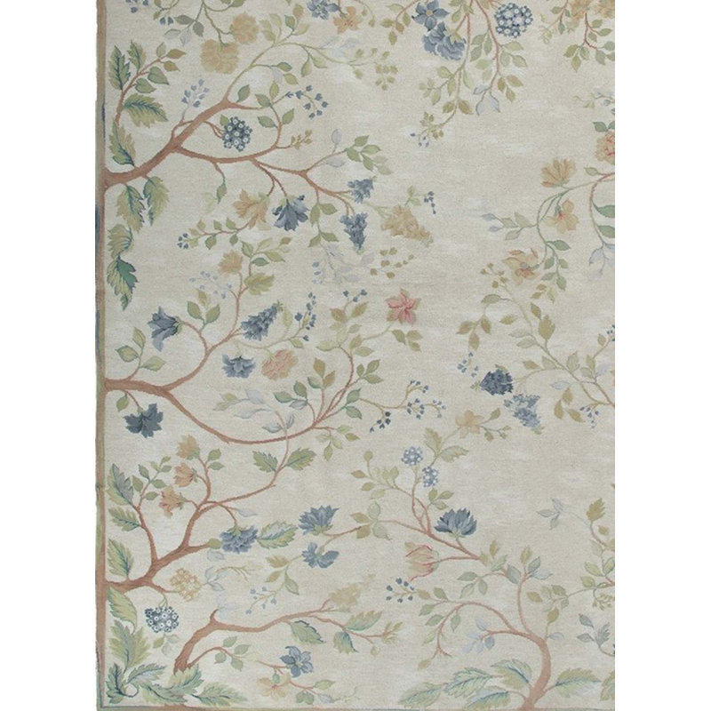 Hand-Knotted High-Quality Beige and Beige Area Rug, Rectangle 10'11" x 16'5"