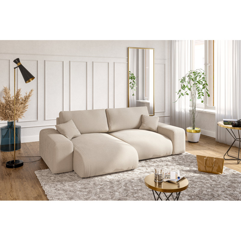 Claude 4 Seater Corduroy Sofa & Chaise, Left Hand Facing, Beige