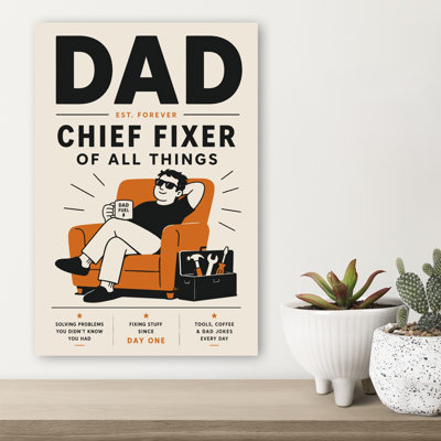 Dad Chief Fixer Retro Vintage Wall Art Print by Treechild - Wrapped Canvas Print