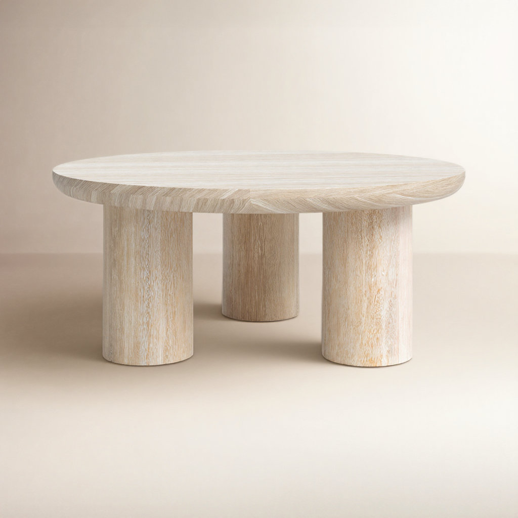 Columnia 40" Mango Coffee Table, White Wash