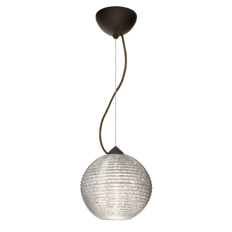 Luminaire sphère suspendu 1 lumières simple Kristall, Bronze brossé, Paillettes