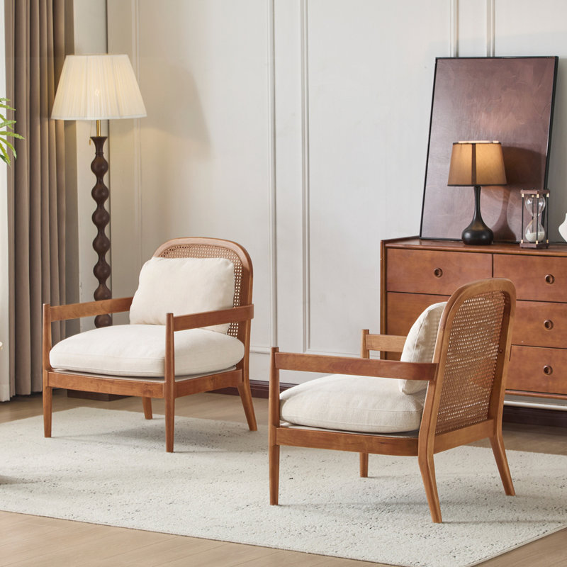 Ensemble de 2 chaises d'appoint Mid-Century, Beige