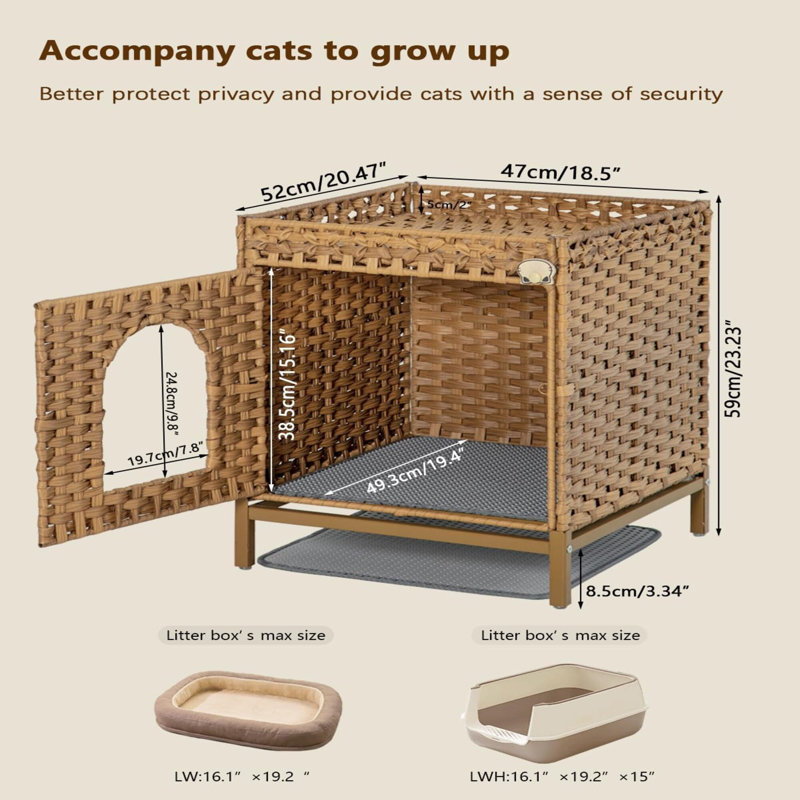 Enceinte de litière pour chat Modern Modern, Brun