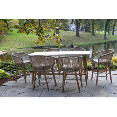Boyd 6-Person Eucalyptus Bar-Height Patio Dining Set