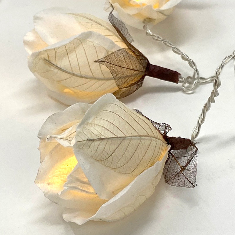 Vold LED Handmade Paper Roses String Light, White