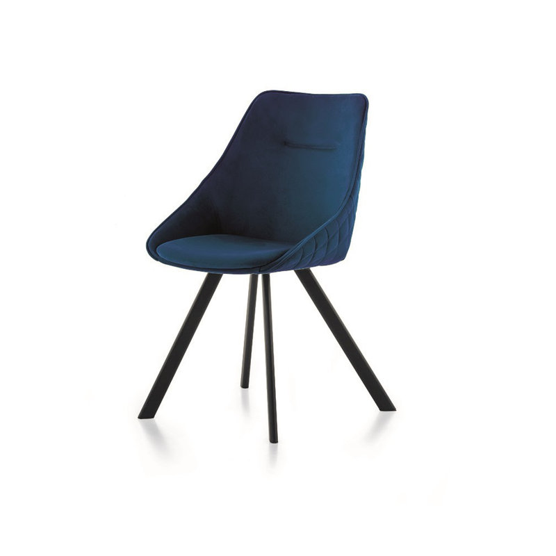 Pearsall 116.84cm H Upholstered Metal Side Chair, Graphite, Blue