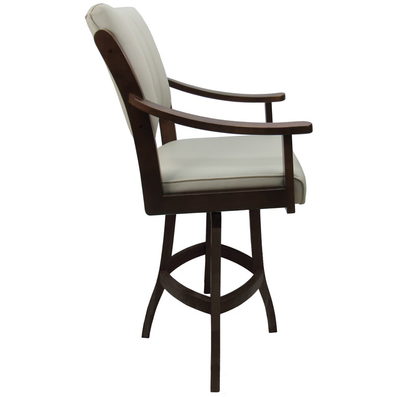 Swivel Upholstered Counter Stool with Solid Wood Frame, Ocean Beige
