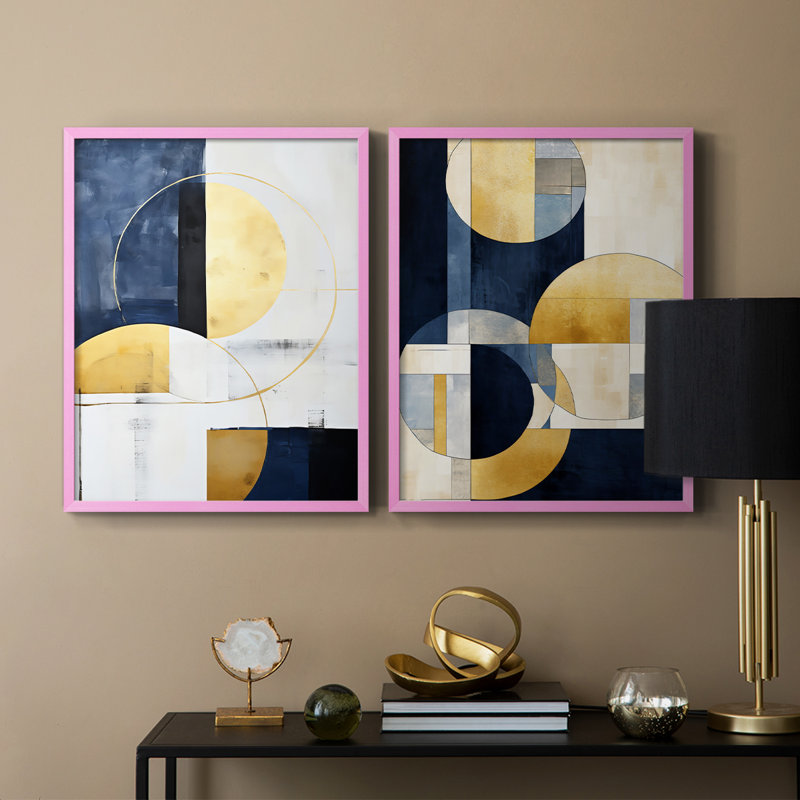 ABSTRACT Series DLVIII - Impression encadrée de qualité supérieure - prête à être accrochée - aucun clou requis - aucun clou requis