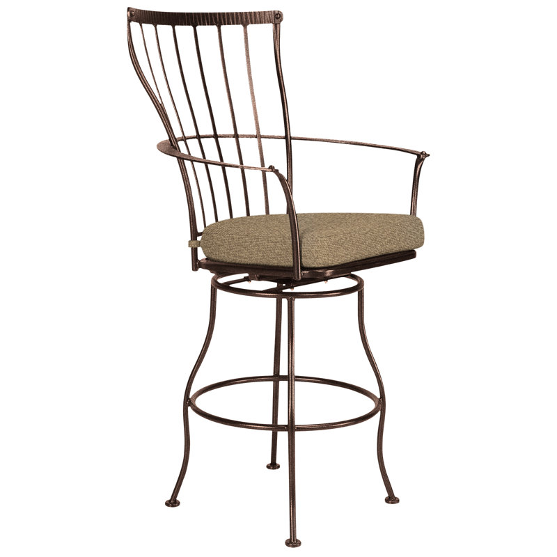 Monterra Outdoor Swivel Bar Stool, Flagship Stone Sunbrella®, Copper Creek, 27.25''