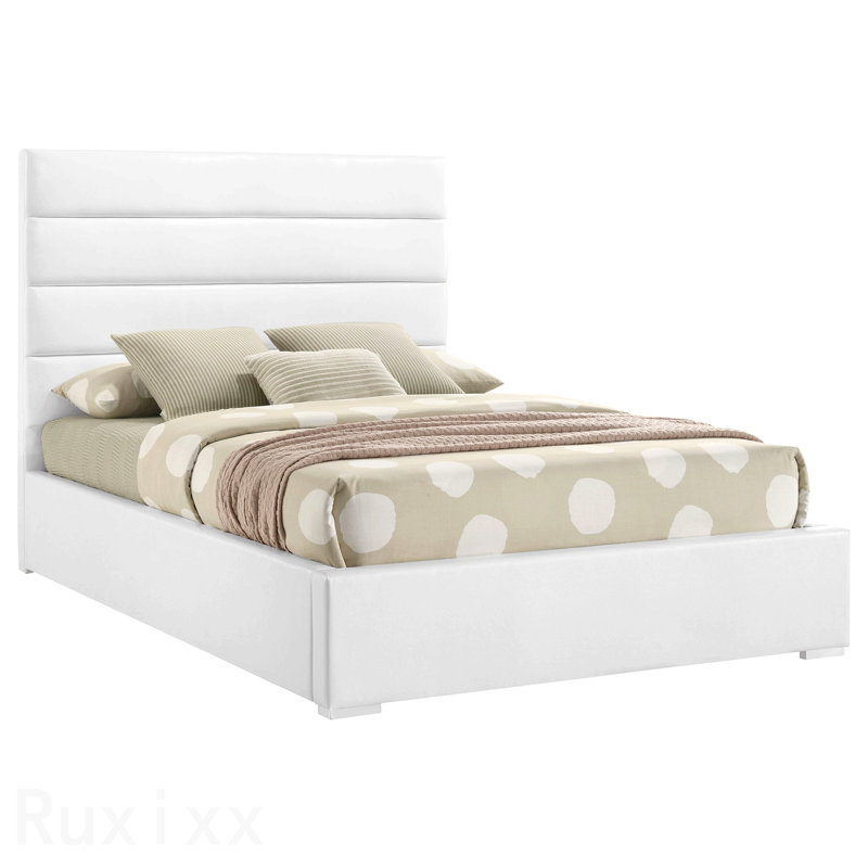 Lit plateforme double tapissier blanc Dulcey, Full
