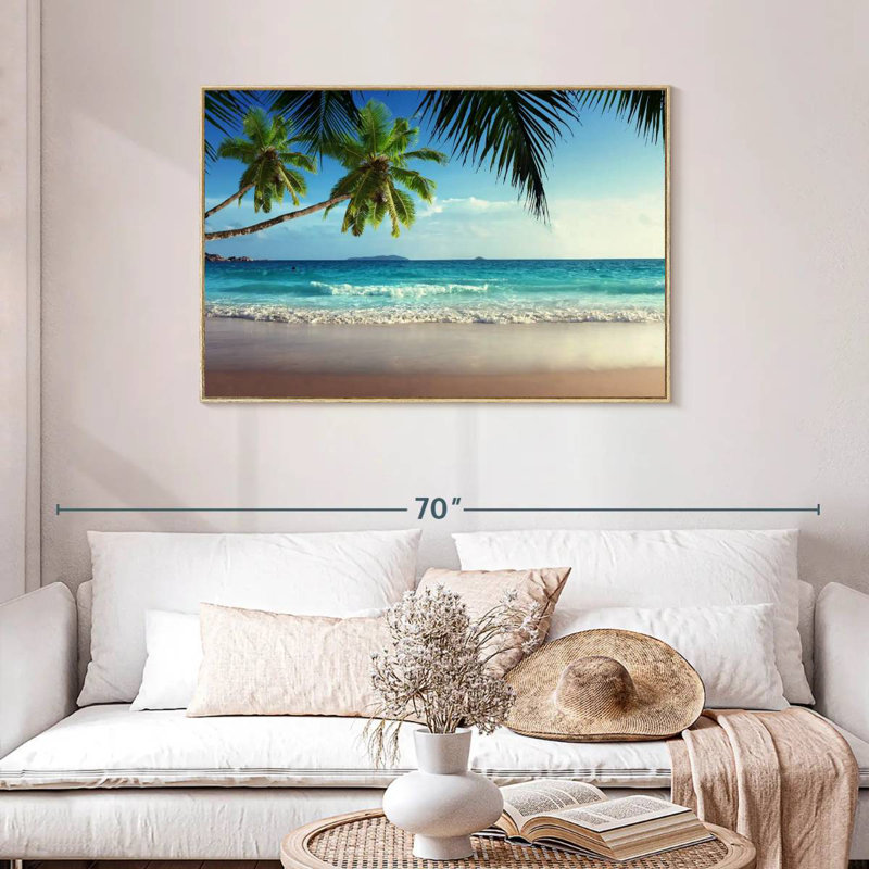 Palm Beach Morning, Cadre flottant en bois naturel, 40 po x 27 po