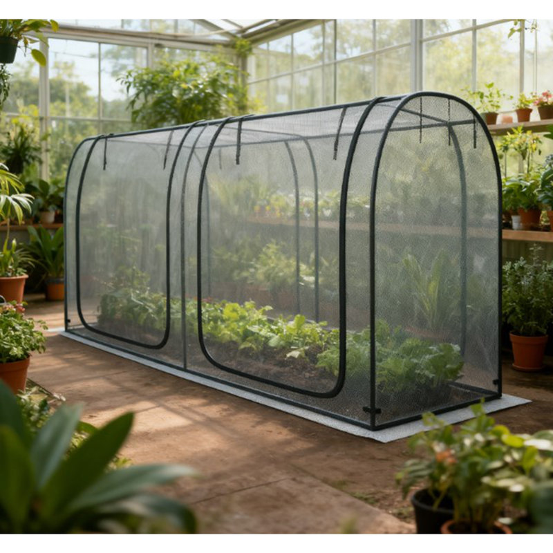 Cage de culture facile à utiliser, tente de protection des plantes, avec portes à fermeture à glissière, sac de rangement et piquets de sol