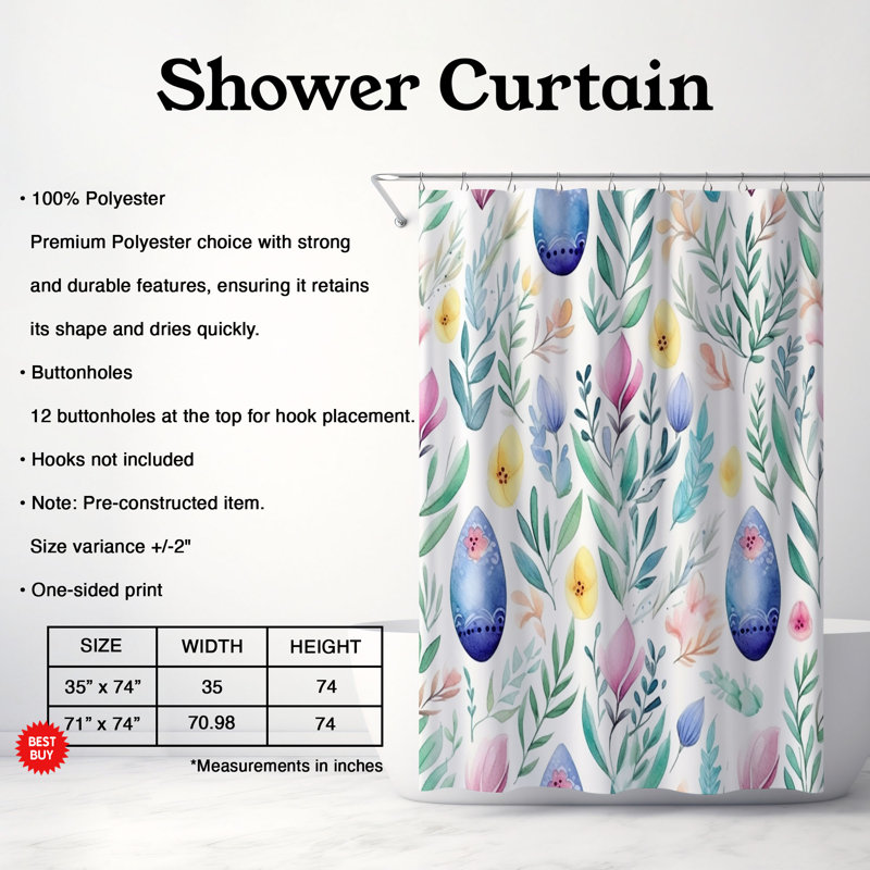 Rideau de douche standard 1 pièce Gentle Paint, H 74 po x l 71 po