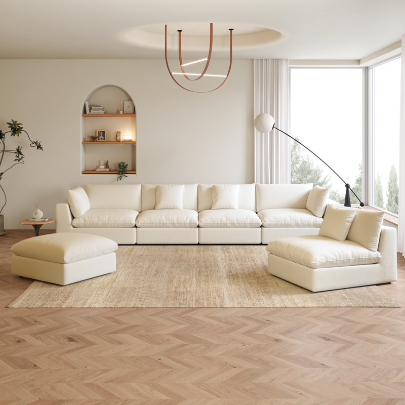 Canapé modulaire surdimensionné en U avec repose-pieds 6 pièces 156,7 po