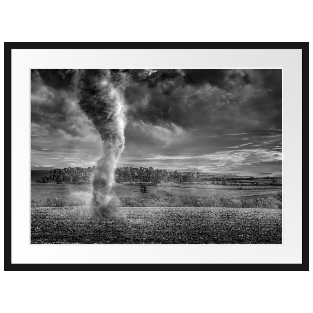 Gerahmter Fotodruck Tornado in a Field