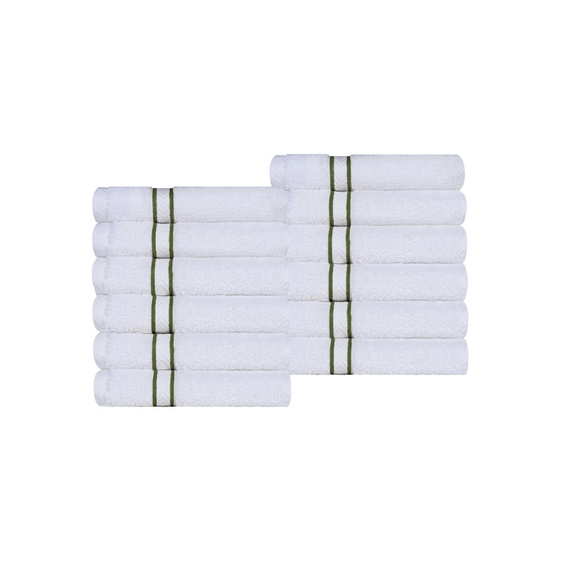 Ensemble de serviettes de bain en coton turc 12 pièces Hotel, très moelleux et luxueux, Vert forêt