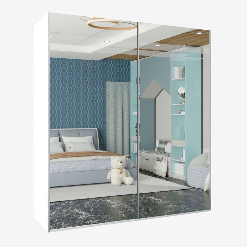 Dailon 2 Door Manufactured Wood Wardrobe, White, 217cm H x 200cm W x 62cm D