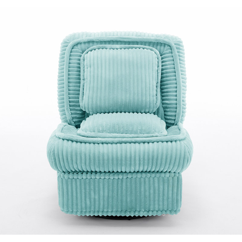 Chaise berçante pivotante rembourrée, Velours côtelé bleu / polyester