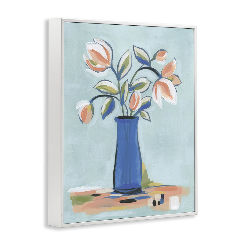 Art giclée rose et bleu moderne par June Erica Vess, Estampe numérique encadrée blanc bord de mer, H 14 po x l 11 po