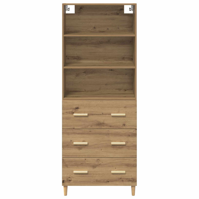  Highboard Old Wood 69.5 X 32.5 X 180 Cm Engineered Wood, Artisan Oak