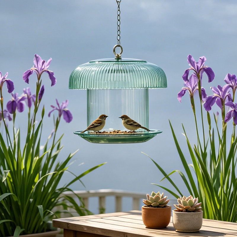 Mangeoire à oiseaux suspendue, protège-pluie, dôme, bouclier écureuil, 9,84 x 4,72 po, vert, Vert