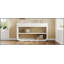 Console moderne incurvée avec 3 tiroirs à fermeture en douceur et 2 tablettes ouvertes, base en bois massif, table de vestibule pour vestibule, blanc-130085138-130085139-130085133