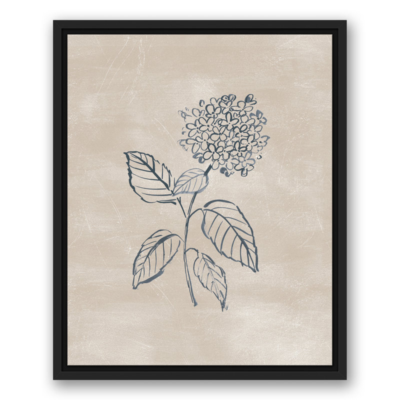 «Blye Hydrangea», dessin encadré sur toile, H 21,75 po x l 17,75 po