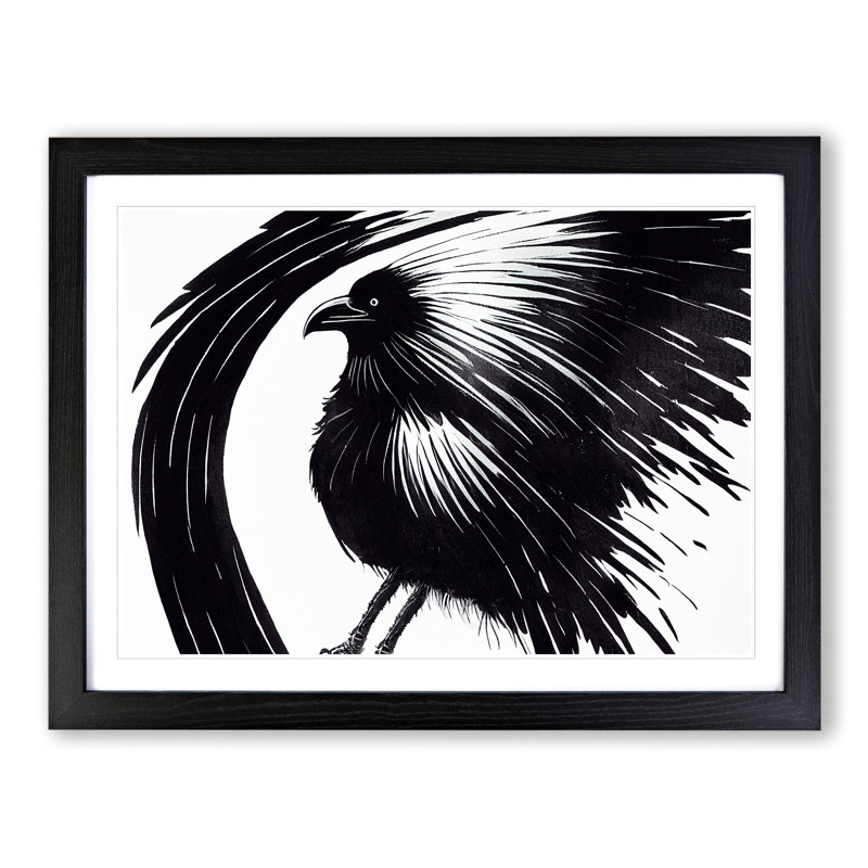 XH1022-9476X Unique Raven Bird Abstract - Single Picture Frame Print, 46cm H x 64cm W x 2cm D, Black