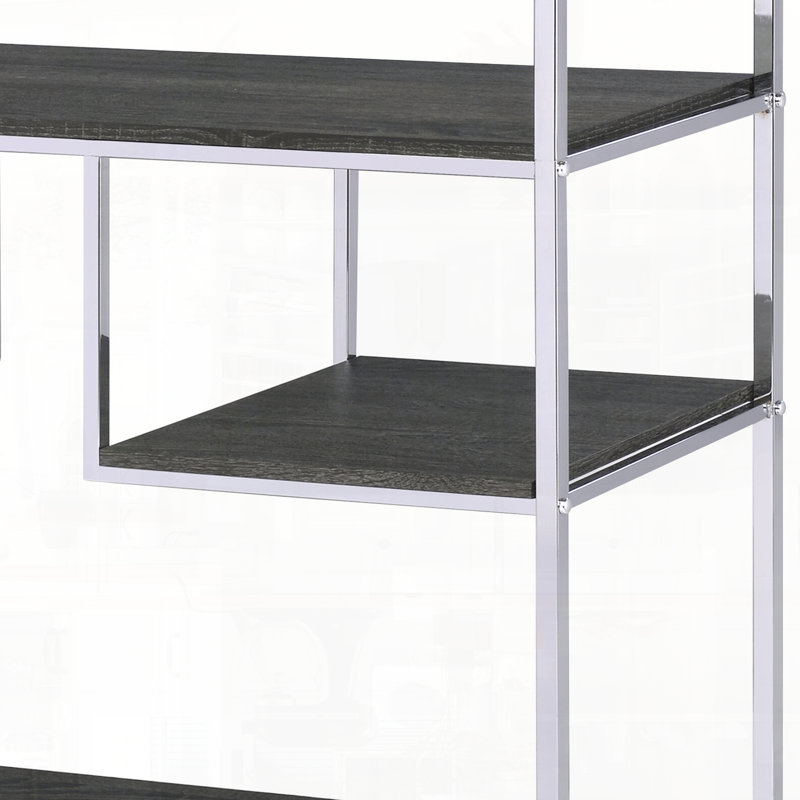 Bibliothèque rustique en chêne gris et finition chromée