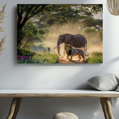 Toile dans une scène de savane vibrante, baignée de soleil doré