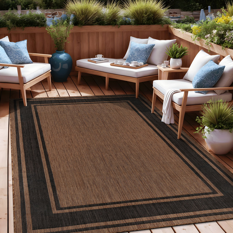 Waikiki Golden Brown Indoor/Outdoor Rug, Rectangle 6' x 9'
