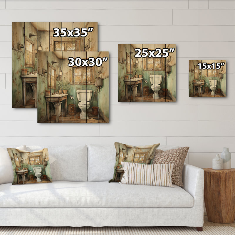 Toile de ferme rétro Sevdi, impression sur bois II, H 15 po x l 15 po x P 0,78 po