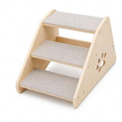 Escalier en bois 3 marches pour petits chiens et chats avec marches antidérapantes, housse en tissu doux, pour voiture de canapé de lit, pour chiots chatons et chats âgés