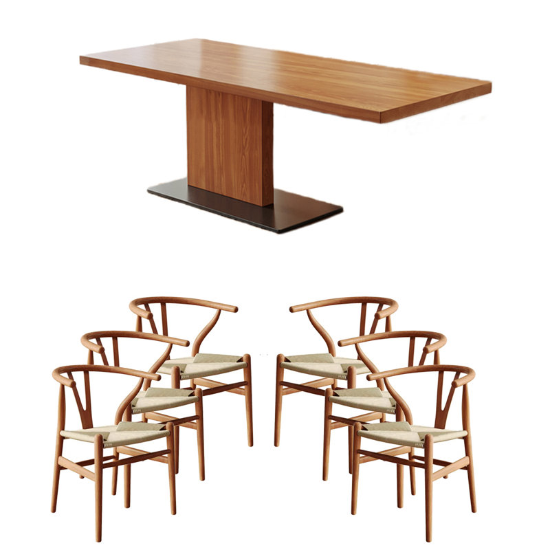 Solid wood ash dining table set, 29.53"H x 70.87"L x 31.5"W