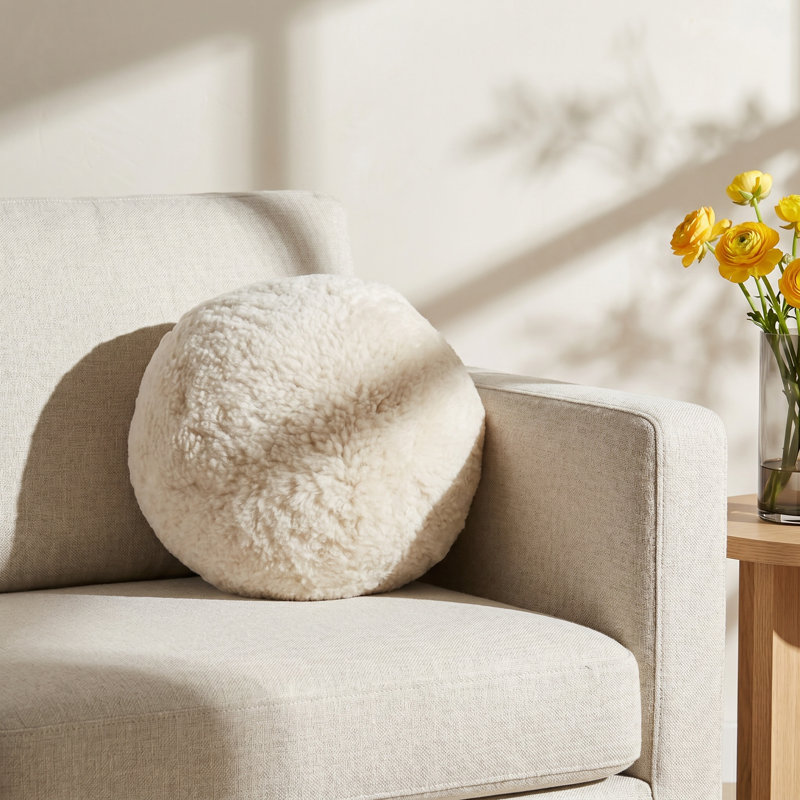 Mojito Mojito Wool Throw Pillow, Beige