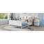 Structure de lit plateforme double en métal avec lumière, lit double en métal pour enfants avec tête de lit tapissier et rangement, blanc (date d’arrivée prévue 2025/10/5)-1762103404