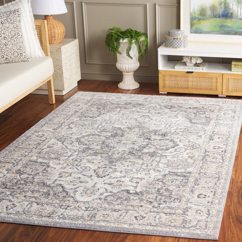 Tapis gris / ivoire Hka, Rectangle 5 pi 3 po x 7 pi 6 po