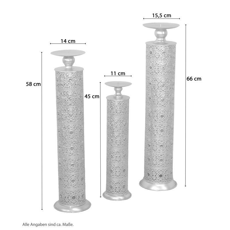 3-piece Metal Candle Holder Set, Gold