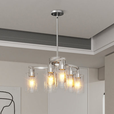 Luminaire suspendu industriel réglable 6 lumières avec verre transparent