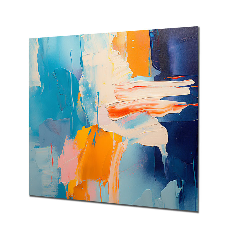«Blue and Yellow Vivid Abstract Whispers Art», reproduction d'art murale abstraite en métal, H 16 po x l 16 po