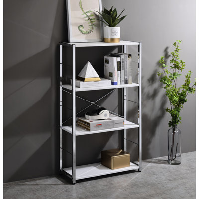Bibliothèque blanche et finition - 4 spacieuses tablettes pour ponchos, tablette en métal et en bois synthétique L 22 po x P 9 po H 13 po