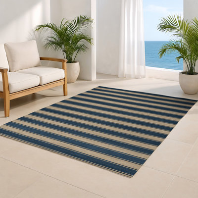HorizontalStripes Gray Indoor and Outdoor Area Rug